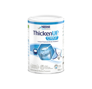 Nestle ThickenUp Clear instant food and drink thickener container on a white background