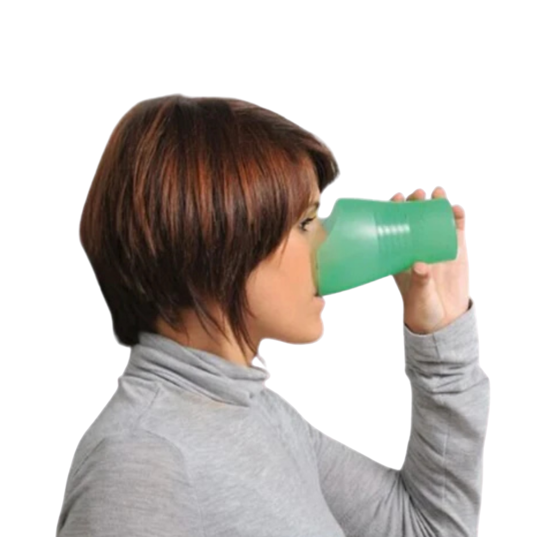 Nosey cut-out cup, 236ml size, designed for safe drinking without head tilting, ideal for aged care, disability support, and rehabilitation use.