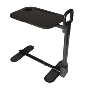 Over Bed/Chair Table in Ebony Black with swivel tabletop and adjustable support handle, designed for mobility support and daily living convenience.