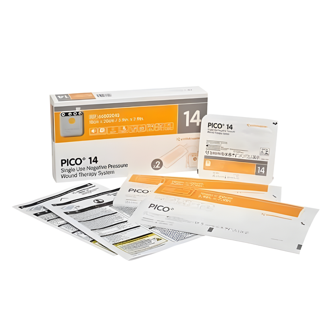 PICO 14 Multisite Dressing in small and large sizes provides extended negative pressure therapy for surgical, traumatic, and chronic wounds with effective exudate control.