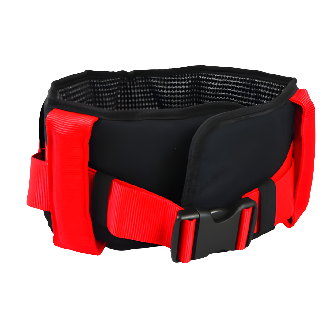 Soft padded slip-resistant walkbelt for patient transfer in small to medium size with safety grip handles – ideal for carer-assisted mobility.