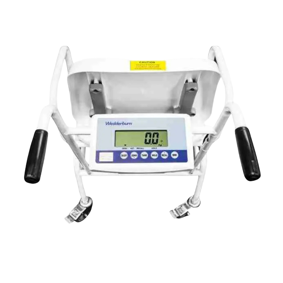 Patient wheelchair scale with sturdy platform, easy‑roll access, digital display, supports accurate weight monitoring and safe daily healthcare management.