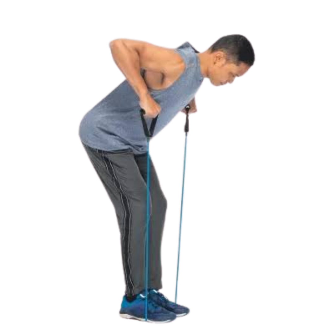 Physio/exercise/rehab medium-resistance Exertube exercise tube in blue, designed for strength and resistance exercises.