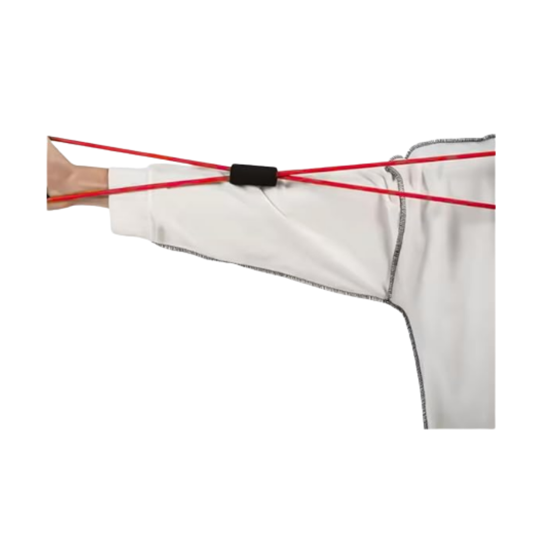 Physio/exercise/rehab figure-8 exercise tube, medium resistance, in red.