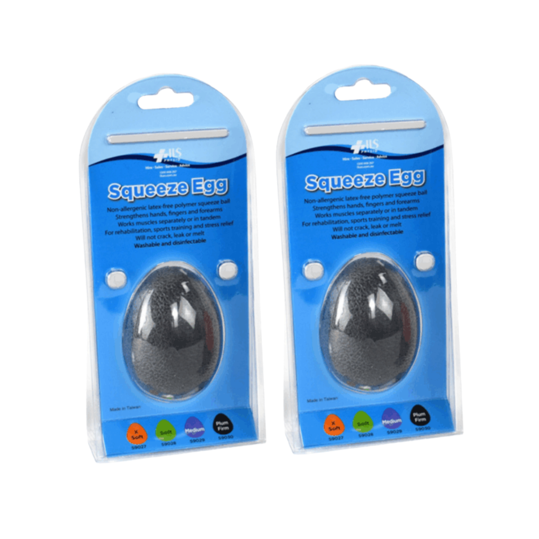 Physio/exercise/rehab hand egg therapy exerciser, firm resistance, in plum and black, designed for hand and grip exercises.