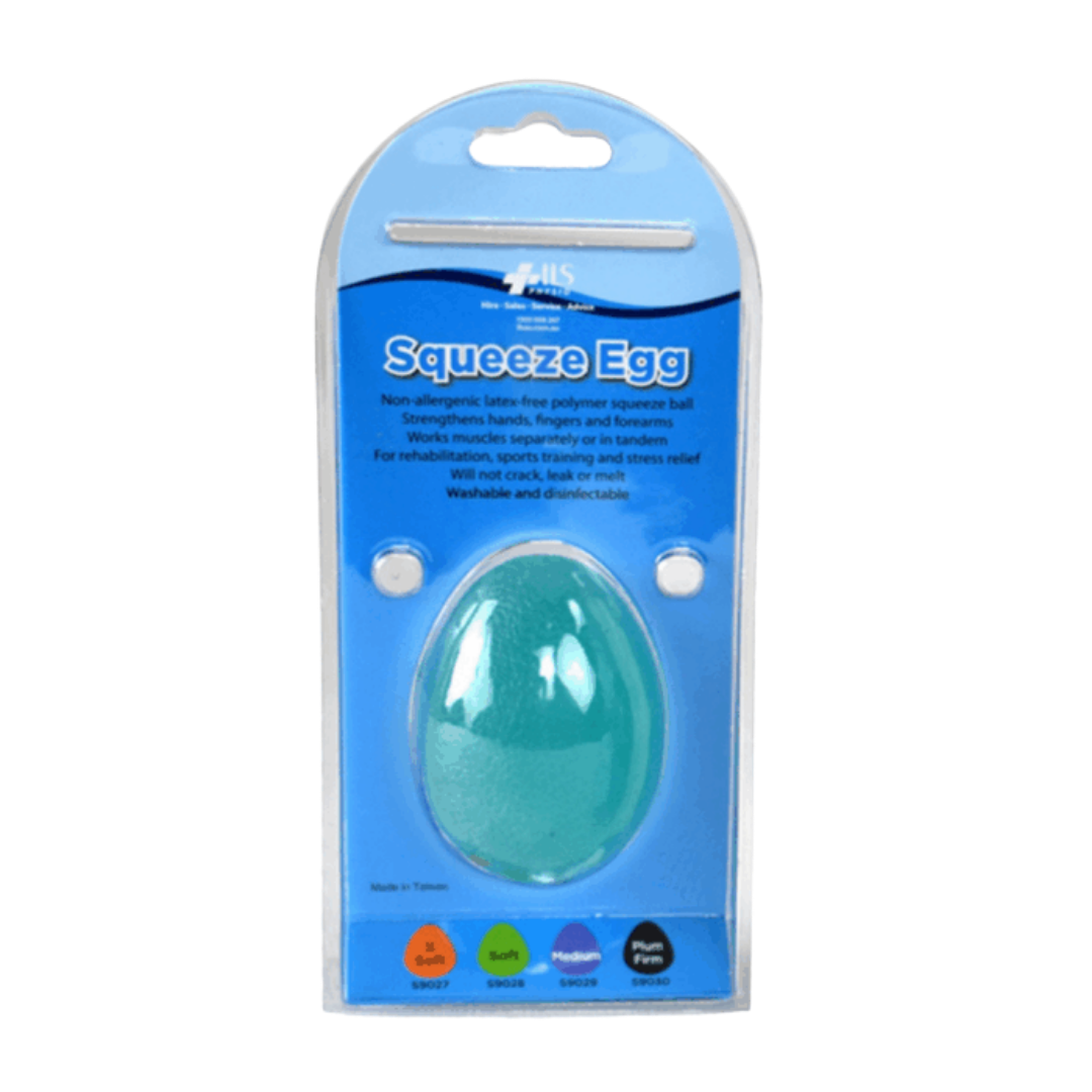 Physio/exercise/rehab hand egg therapy exerciser, medium resistance, in blue, designed for hand and grip exercises.