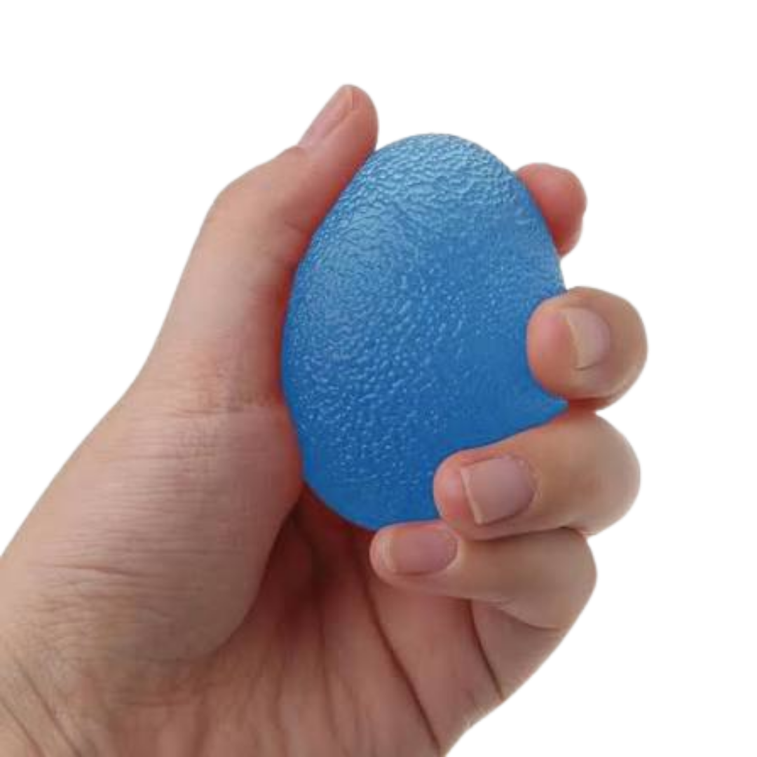 Physio/exercise/rehab hand egg therapy exerciser, medium resistance, in blue, designed for hand and grip exercises.