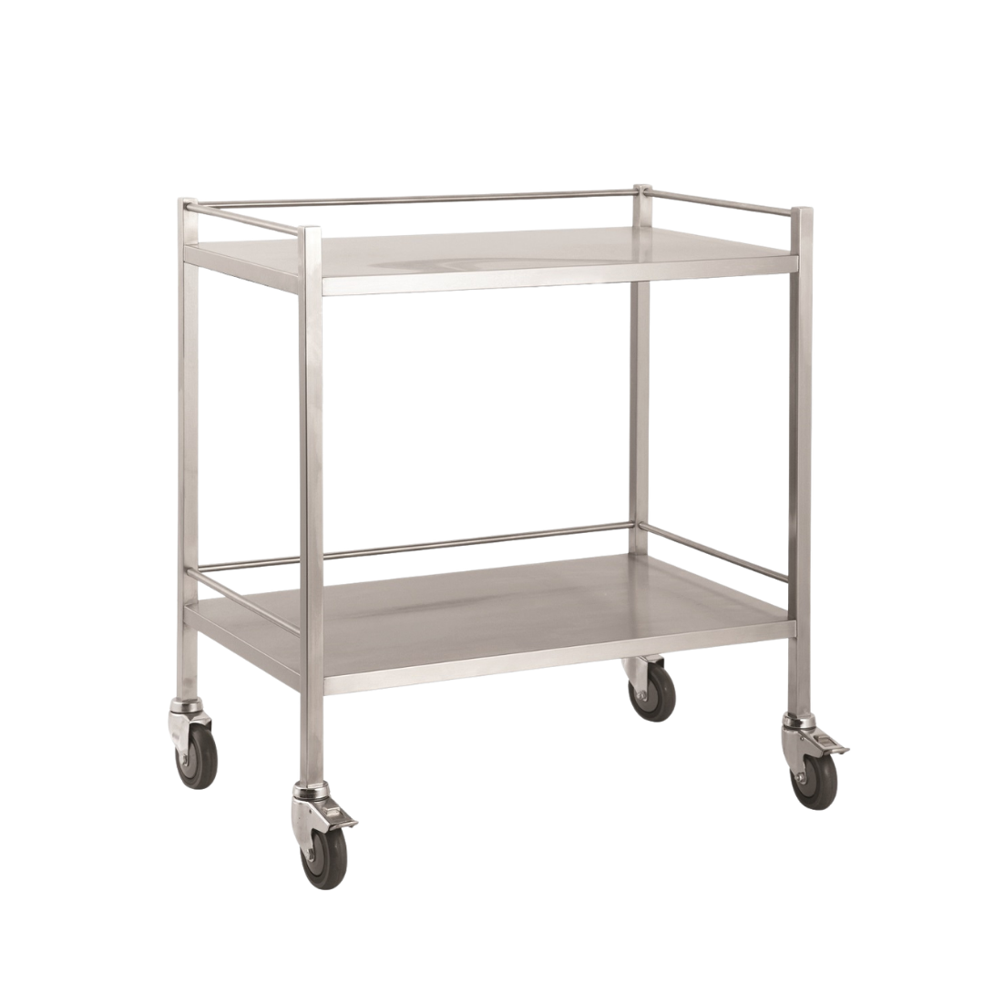 Stainless Steel Double Trolley No Drawer