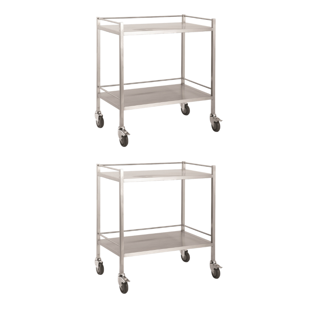 Stainless Steel Double Trolley No Drawer