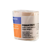 Primacrepe Heavy Weight Crepe Bandage in multiple widths providing firm, durable compression for injuries, swelling, joint support, and secure dressing application.