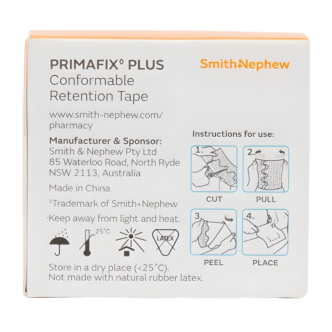 Primafix Plus Conformable Retention Tape (5 cm x 5 m) is a flexible, skin-friendly fixation tape designed to securely hold dressings and medical devices in place. The soft, stretchable fabric conforms easily to body contours, allowing comfortable movement while maintaining reliable adhesion. Suitable for long-term use on sensitive skin.