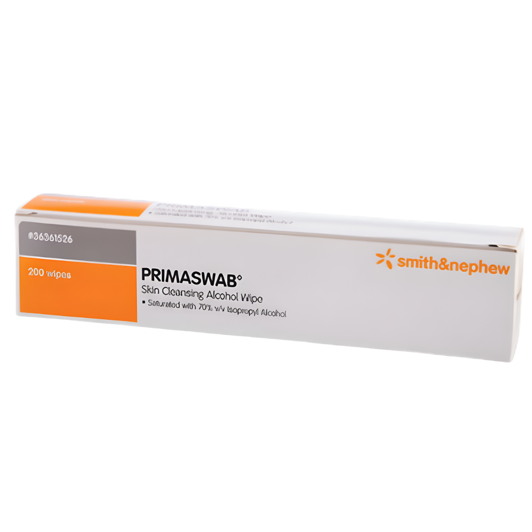 Primaswab Skin Alcohol Wipes standard size provide quick, effective skin cleansing for injections, testing, and dressing changes in clinical and home care settings.
