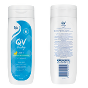 QV Baby 2‑in‑1 Shampoo and Conditioner 250g, gentle tear‑free formula cleanses and conditions delicate hair, safe for sensitive baby skin.
