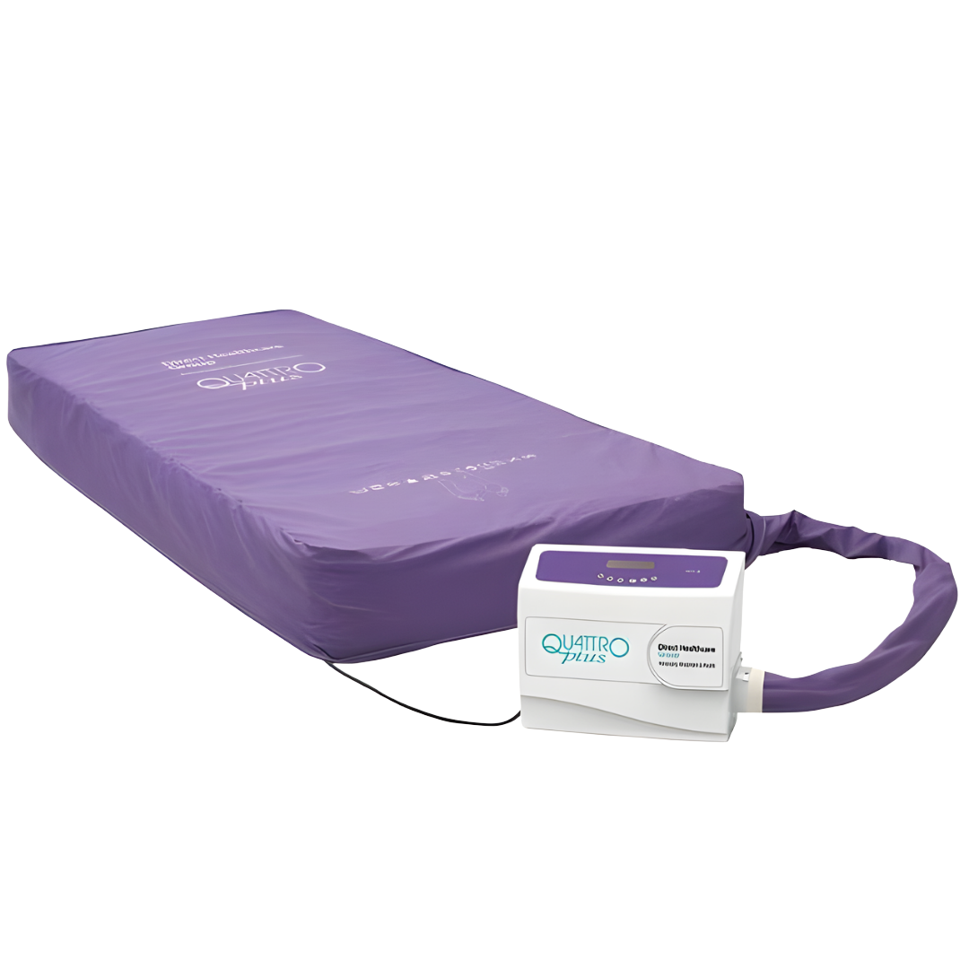 Quattro Plus Mattress offers alternating pressure care support, available in single and king single sizes for patient comfort.
