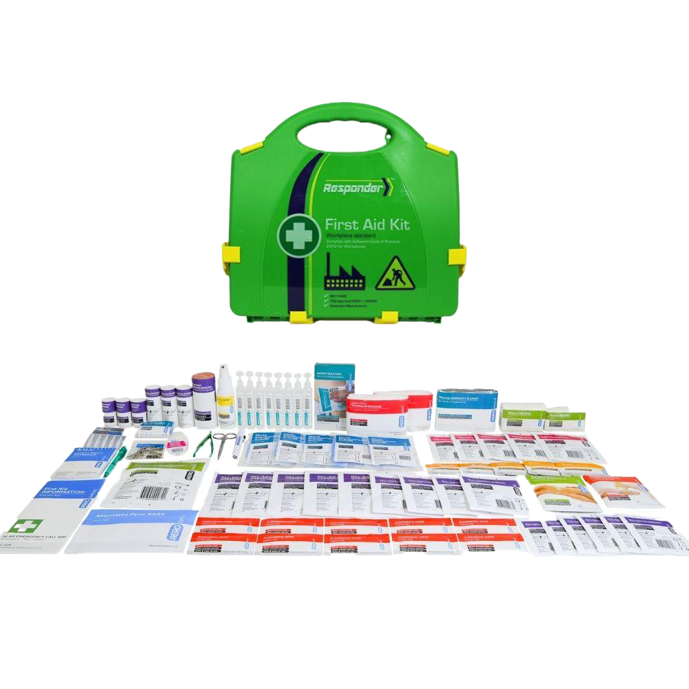 Responder 4 Series Plastic Neat First Aid Kit Small compact durable case for workplace, home, and travel emergencies.