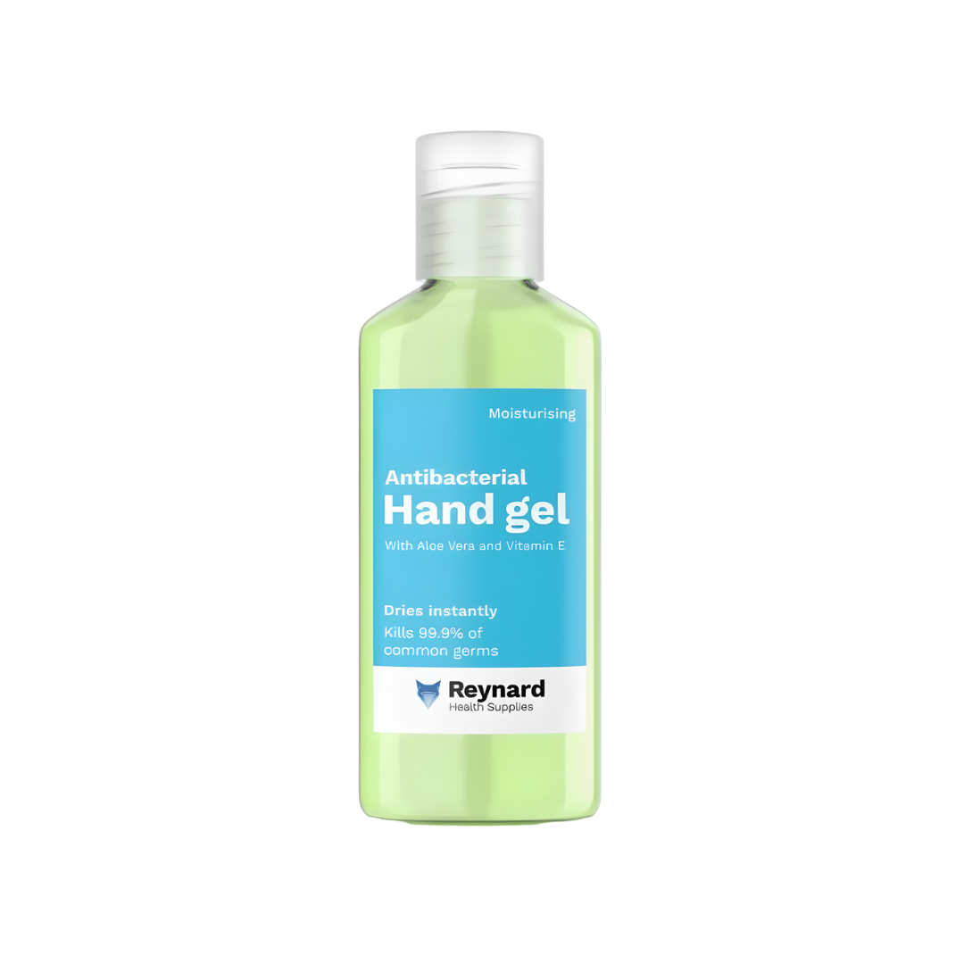 Reynard Antibacterial Hand Gel in 50 ml and 500 ml bottles providing quick, effective hand sanitising for healthcare, aged care, workplaces and everyday hygiene needs.