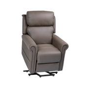 Royale Chadwick Soft Touch Fabric Mini Lift Chair quad motor in Coffeebean Brown and Indigo Blue offers compact design, lift assistance, and tailored comfort.
