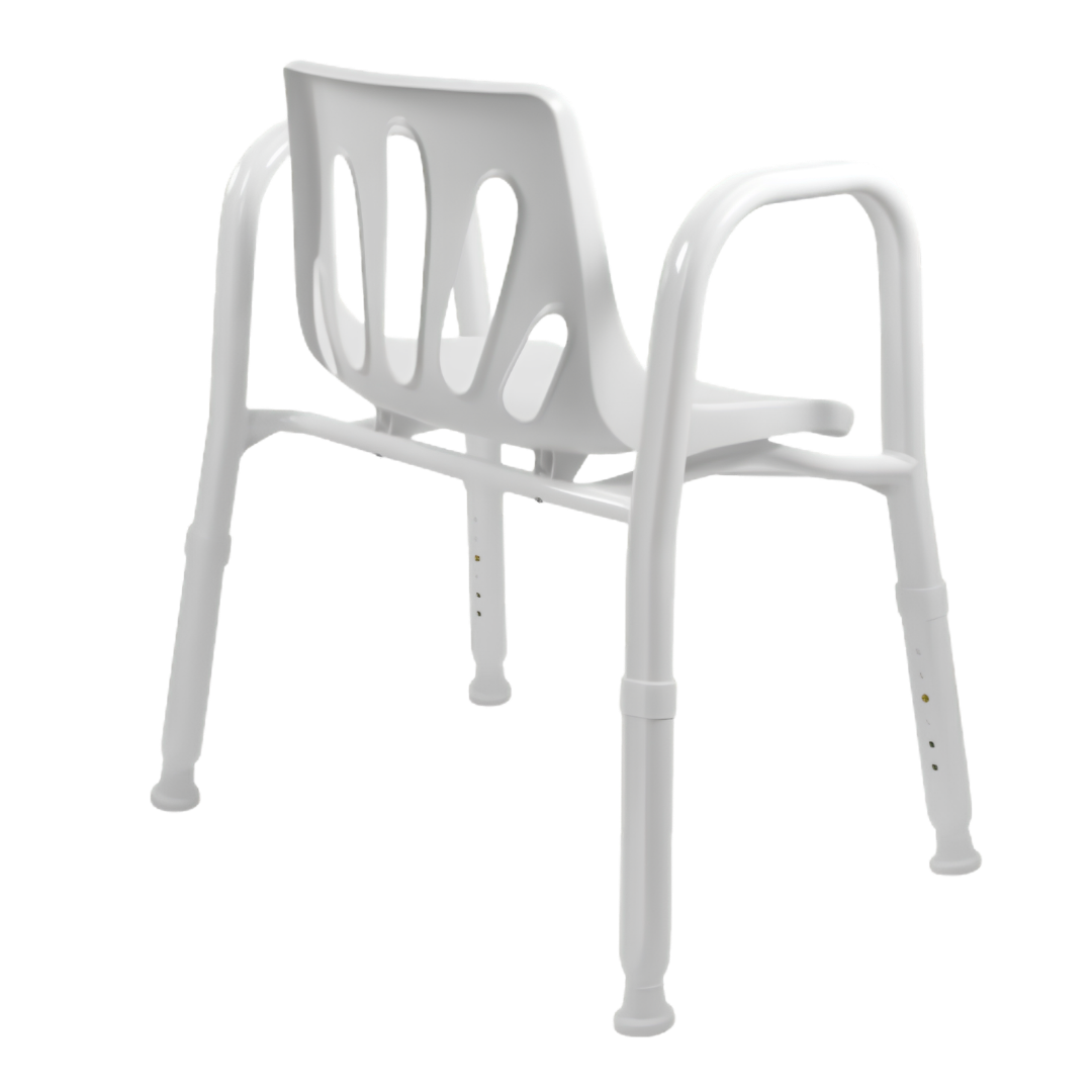 Royale Medical Premium Bariatric Heavy Duty 56 cm Shower Chair with reinforced frame, wide seat, 280 kg safe load, and stable support for safe bathing.