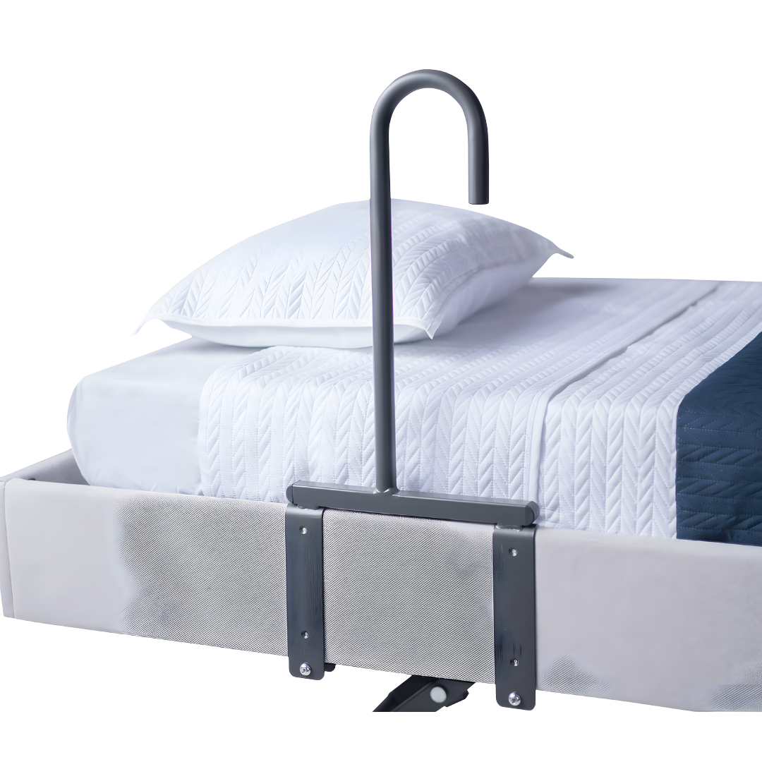 Royale Medical Side Rails Multi-Motion Bed Stick Clamp-On with bracket provides safe, supportive mobility aid.