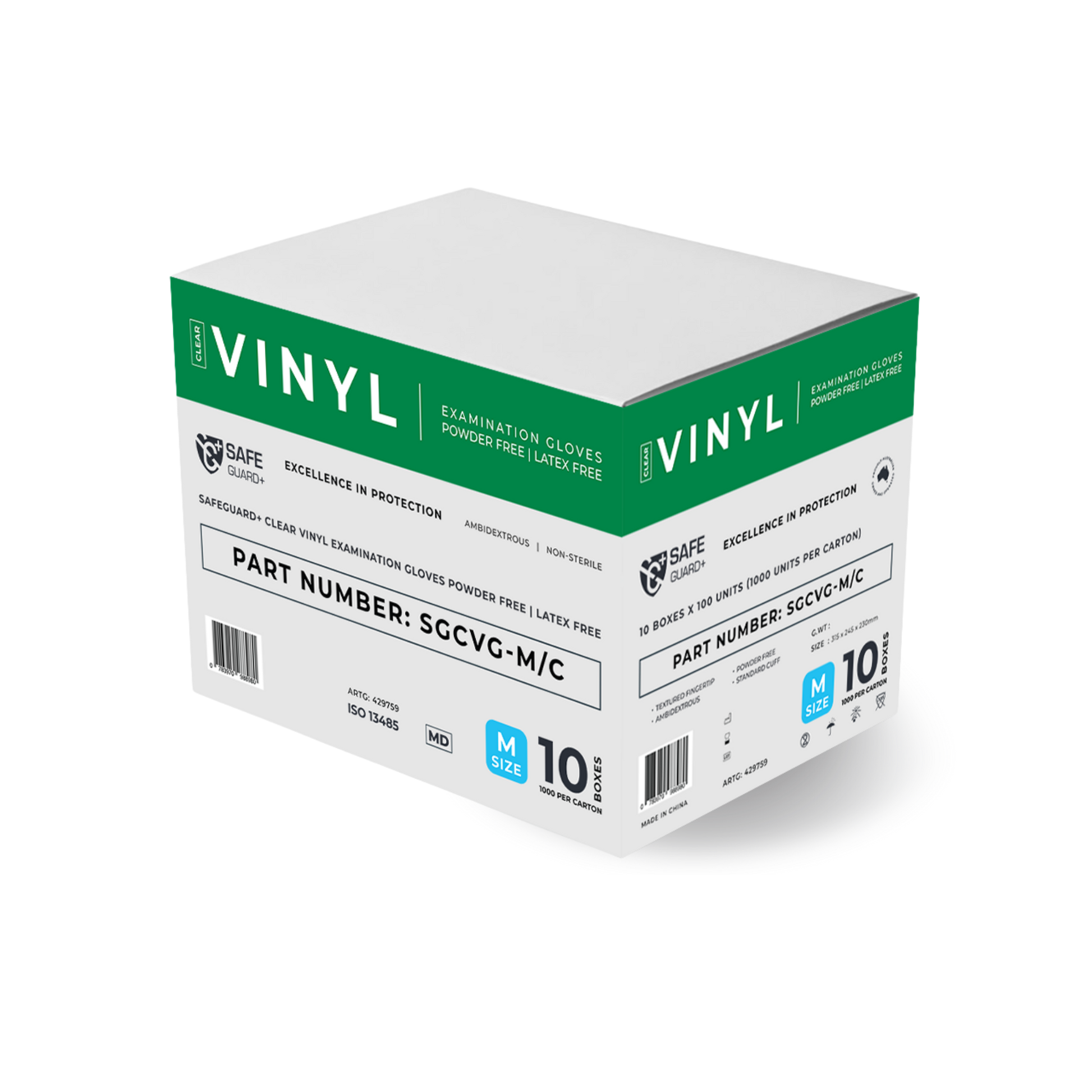 Safeguard Clear Medical Grade Vinyl Gloves are powder-free, non-sterile, offering durable hand protection for healthcare and everyday use.