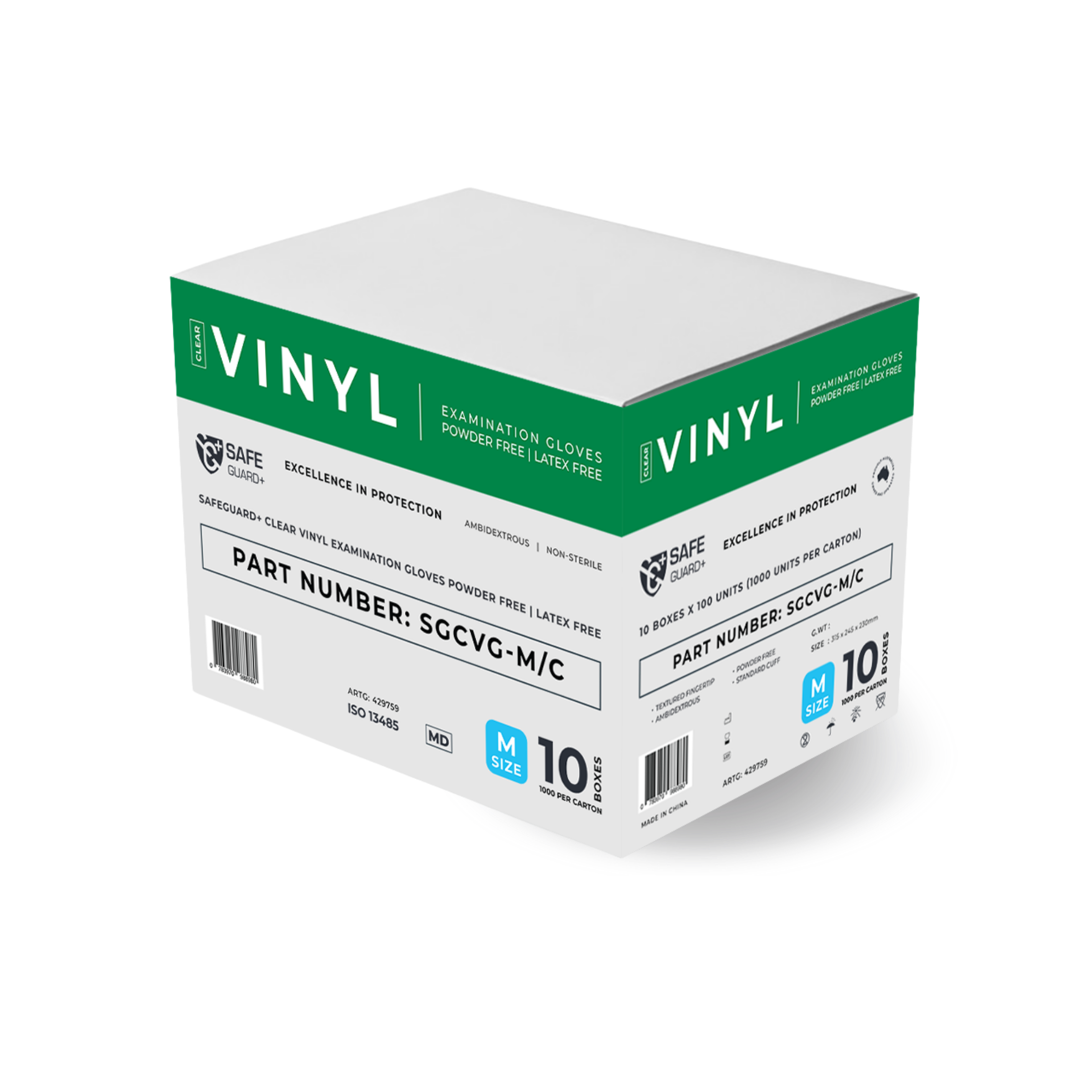 Safeguard Clear Medical Grade Vinyl Gloves are powder-free, non-sterile, offering durable hand protection for healthcare and everyday use.
