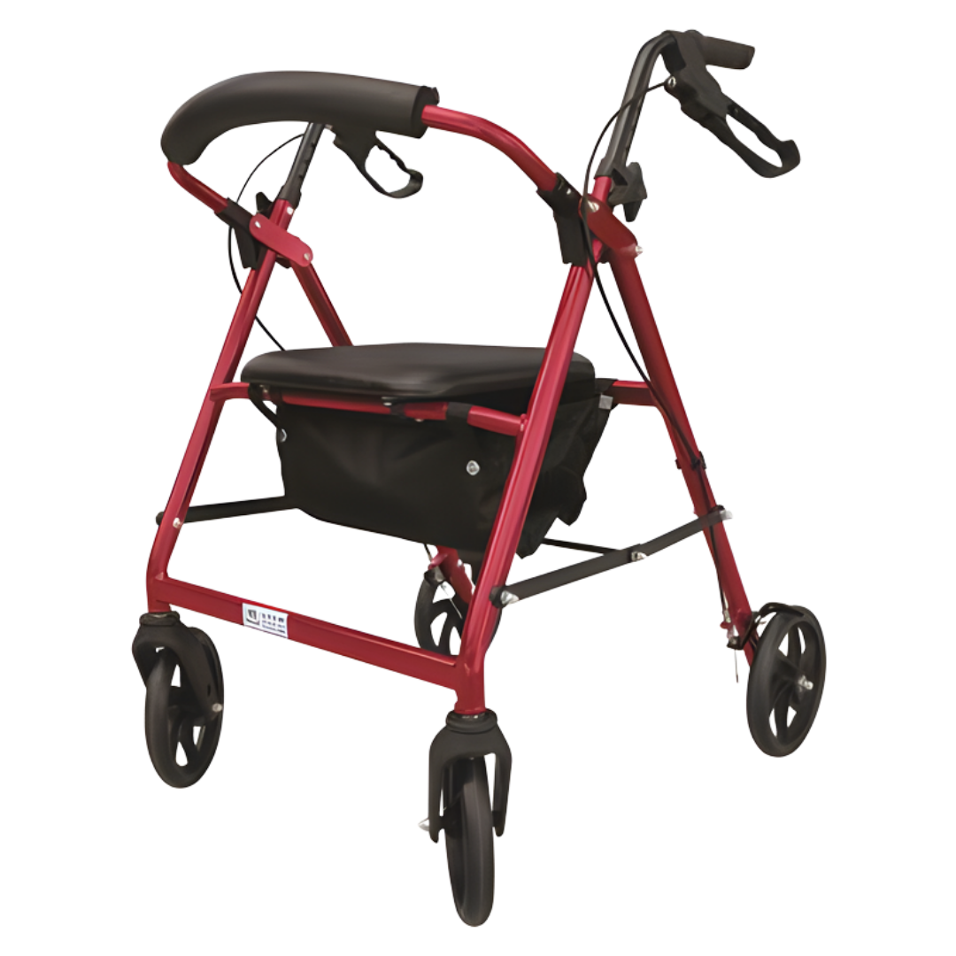Seat Walker 8 inch Red 200kg Easyway provides strong mobility support with large wheels, built-in seat, and durable frame for safe daily independence.