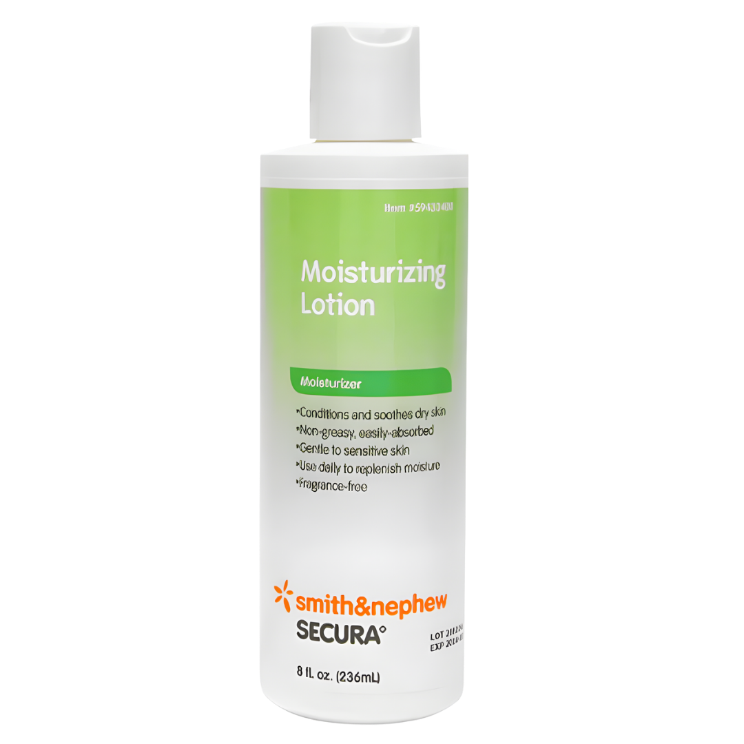 Secura Moisturizing Lotion 8oz provides light, fast‑absorbing hydration for dry or sensitive skin, ideal for aged care, disability support, and daily personal skincare.