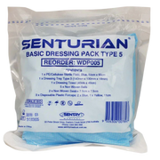 Senturian Basic Dressing Pack (Tear) with sterile wound care essentials in easy-tear packaging, designed for efficient dressing changes in clinical and home healthcare settings.