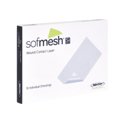 SofMesh Silicone Wound Contact Layer dressing with perforated mesh, designed for non-adherent wound protection and exudate transfer in medical and home care environments.