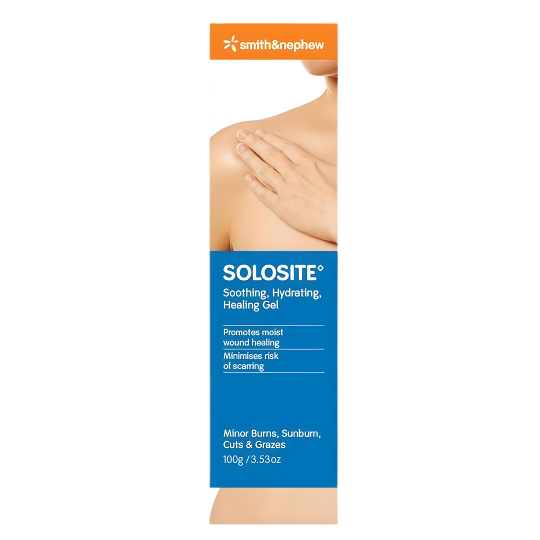 Solosite Wound Gel Tube 100g provides soothing hydrogel moisture to support healing, reduce pain, and gently debride dry or necrotic wounds.