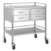 Stainless Steel Double Trolley Four Drawer Two Over Two with durable finish, organised layout and smooth mobility, ideal for hospitals, aged care and home care.