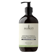 Sukin Antibacterial Hand Sanitiser Green Tea & Mint 500ml, kills 99.9% of germs with a refreshing scent, gentle on skin for daily hand hygiene use.