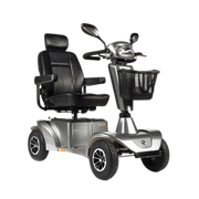 Sunrise Medical Sterling S700 Mobility Scooter in Silver with full suspension and large wheels for rugged outdoor use.