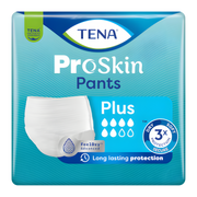 Soft, breathable TENA ProSkin Pants Plus pull-up underwear providing secure, comfortable protection for moderate to heavy incontinence in multiple adult sizes.