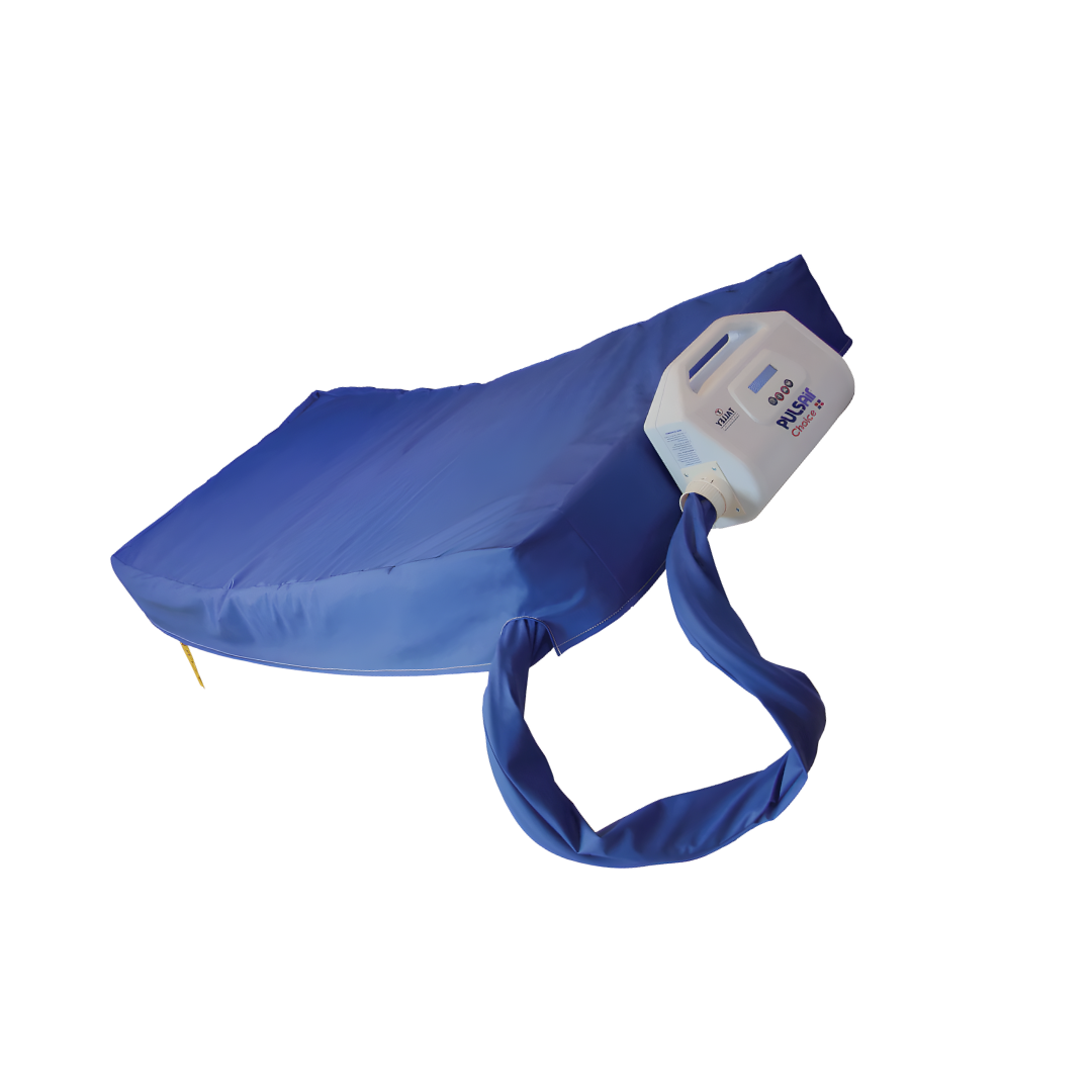 Talley Pulsair Choice Mattress with alternating air cells and digital control unit, designed to provide dynamic pressure relief and prevent pressure injuries in clinical and home care environments.