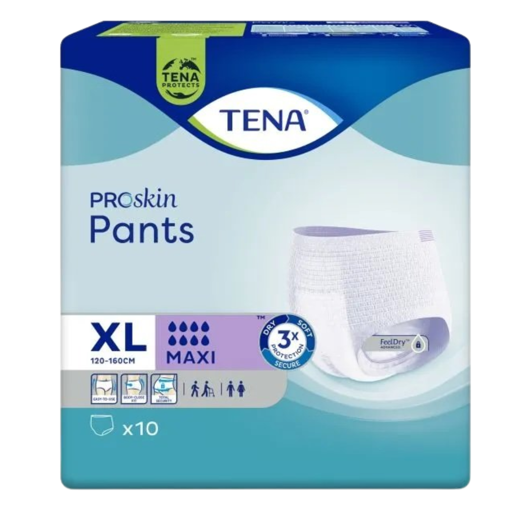 TENA Pants ProSkin Maxi Extra Large – high absorbency pull-up incontinence pants for heavy leakage with a soft, comfortable fit.