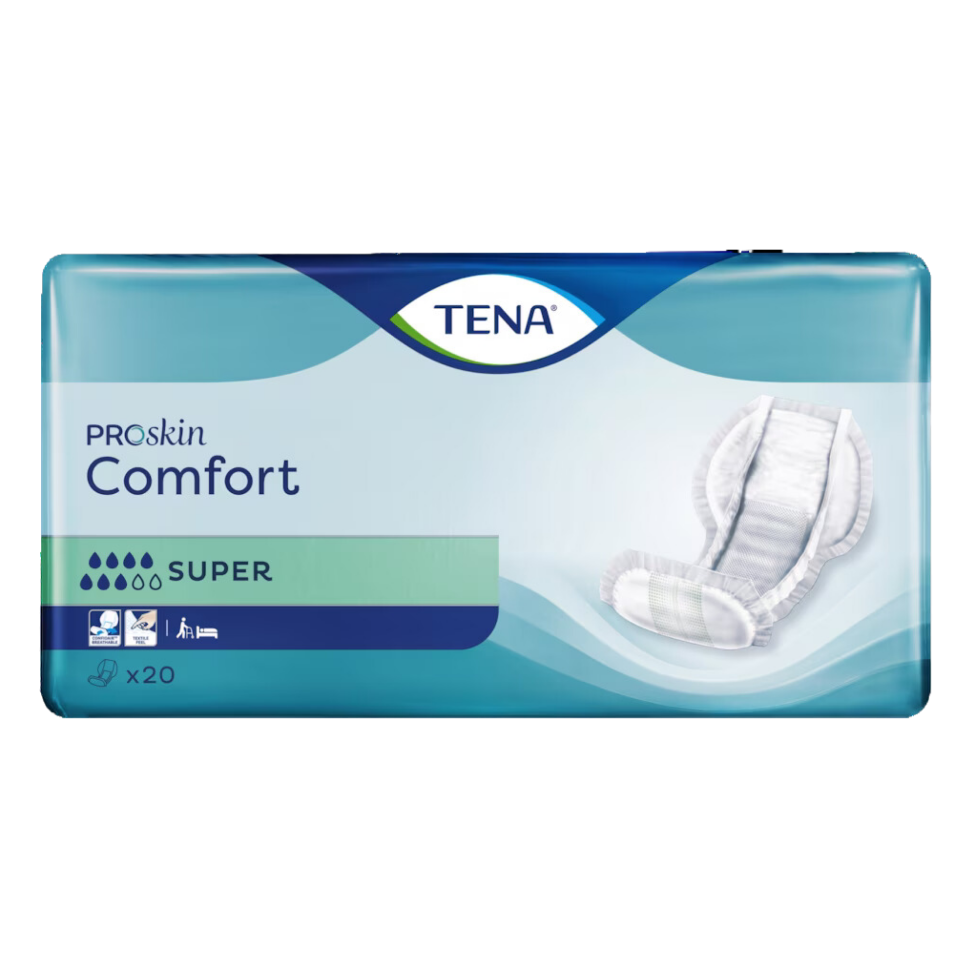 Tena Comfort Proskin Super provides secure, skin-friendly protection with Proskin technology, offering comfort and absorbency for daily continence care.