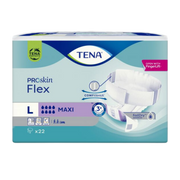 Tena Flex Proskin Maxi continence product with flexible belt system, designed for heavy incontinence care, comfort, and skin health in aged care settings.