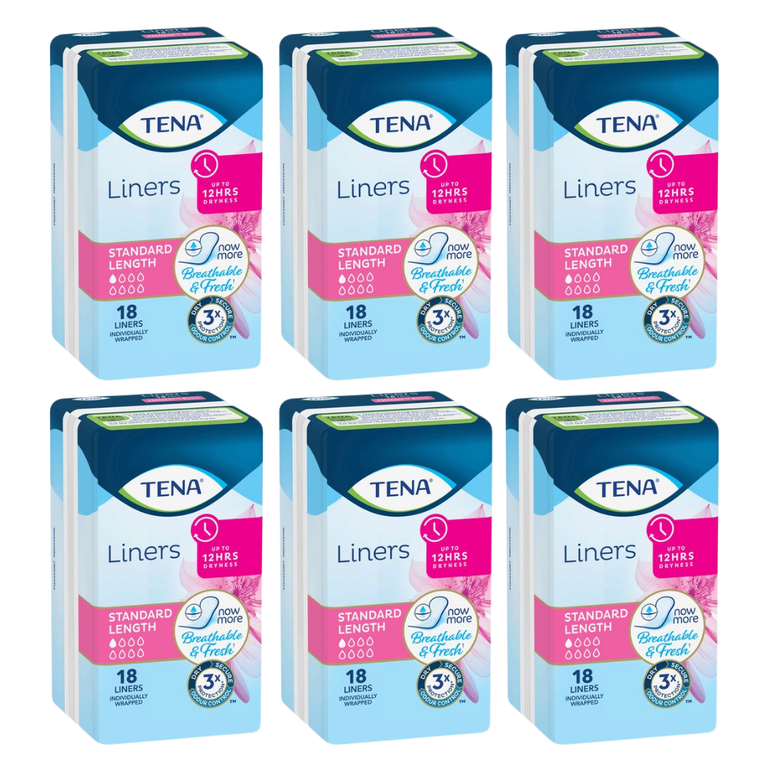 Tena Liners Standard Length provide discreet, comfortable protection for women with light bladder leakage, offering absorbency and odour control daily.