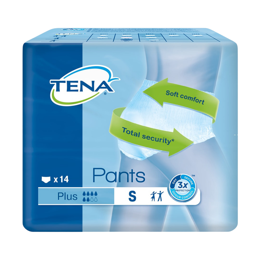 Tena Pants Plus Small provide discreet, breathable protection with secure fit and underwear-like design, ensuring confidence and comfort for bladder leakage.