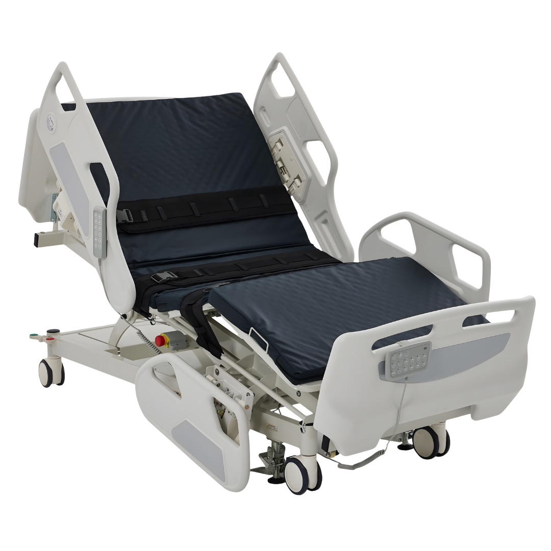 Tilting ICU Hospital Bed standard variant with tilting function, designed for patient comfort, safety, and carer support.