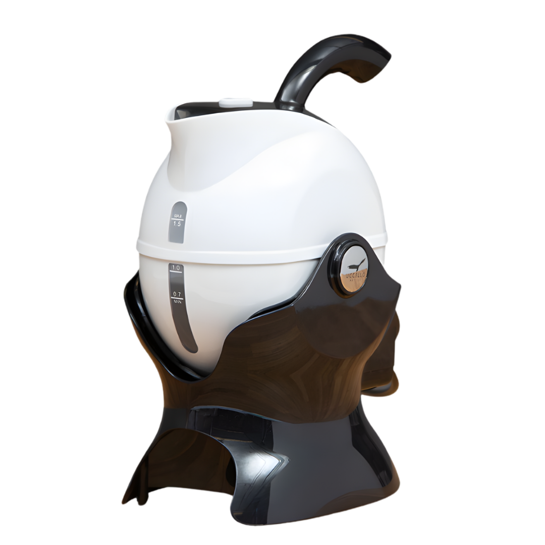Uccello Power Pouring Kettle with tilt-to-pour design, available in Black/White, Red/White, and White, for safe and easy daily hot water pouring.