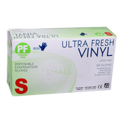 Ultra Fresh Blue Vinyl Powder Free Disposable Gloves – latex-free exam gloves for sensitive skin and daily hygiene use.