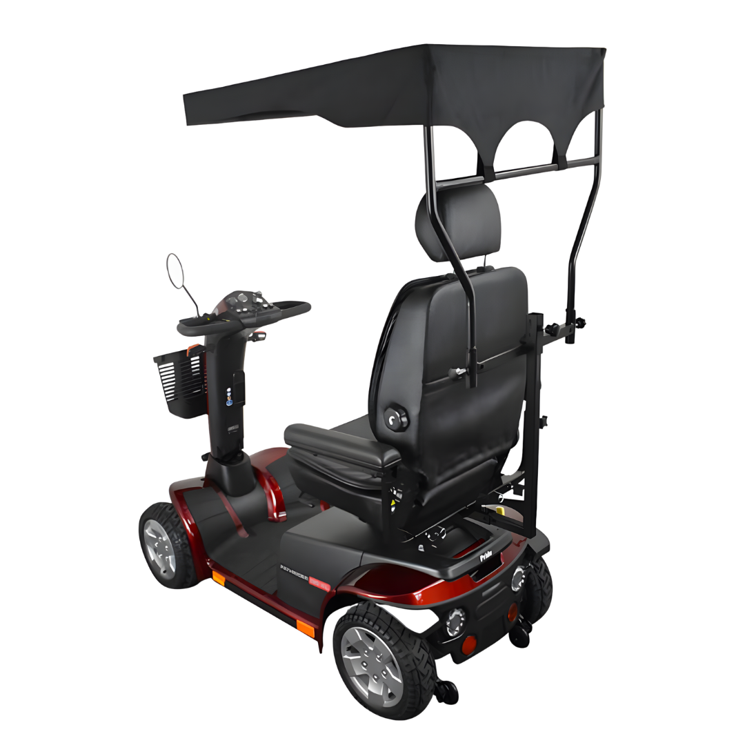 Standard universal mobility scooter canopy providing shade and rain protection, enhancing comfort and independence for everyday outdoor use.