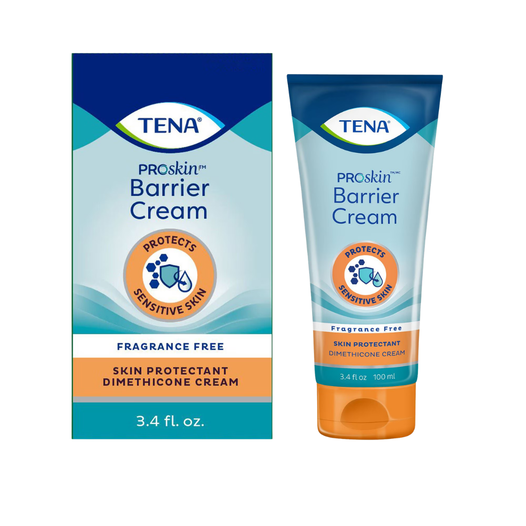 TENA ProSkin Barrier Cream 150mL tube for skin protection and moisture in continence care routines.
