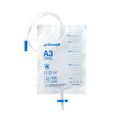 Urimaax Drainage Bag B/Drain T-Bar A3 2000ml sterile urinary drainage bag with T-Bar valve.