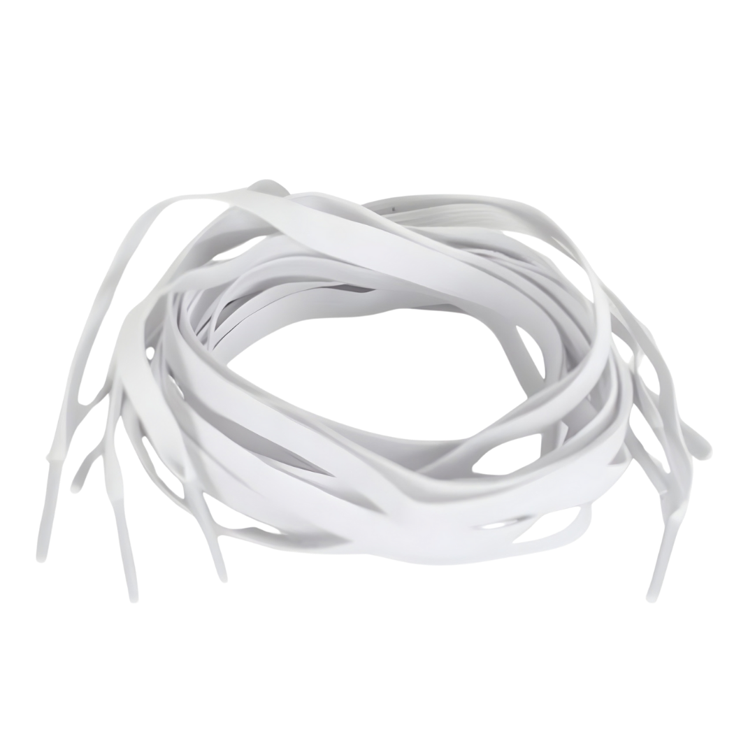 White elastic shoe laces designed to convert standard shoes into slip‑ons, providing easier footwear access for users with limited mobility or hand strength.