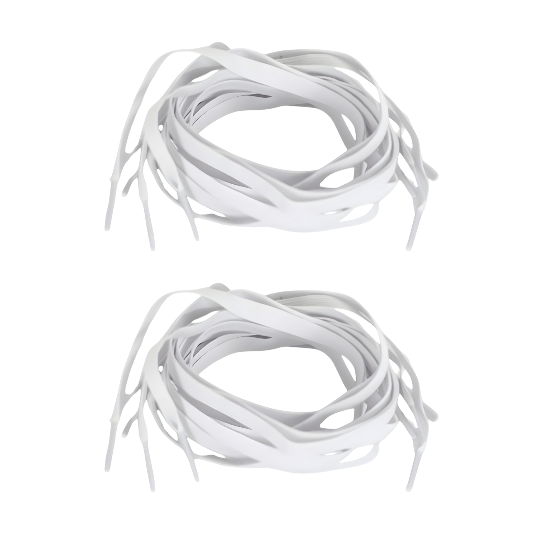 White elastic shoe laces designed to convert standard shoes into slip‑ons, providing easier footwear access for users with limited mobility or hand strength.