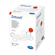Zetuvit non-adherent absorbent wound dressings in multiple sizes, designed for gentle protection and high absorption for moderate to heavily exuding wounds.