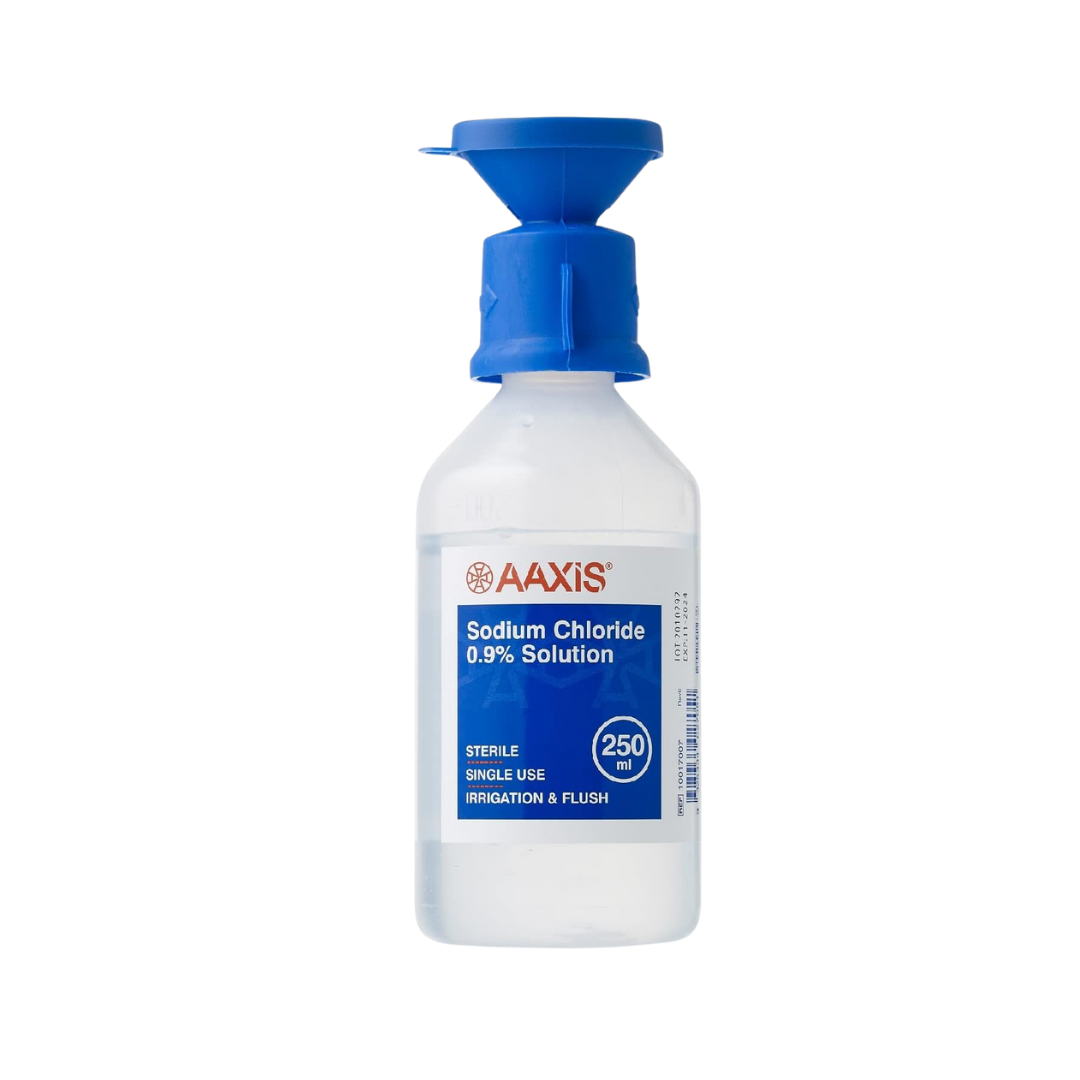 AAXIS Sodium Chloride 0.9% Solution 250ml sterile irrigation and flush bottle

